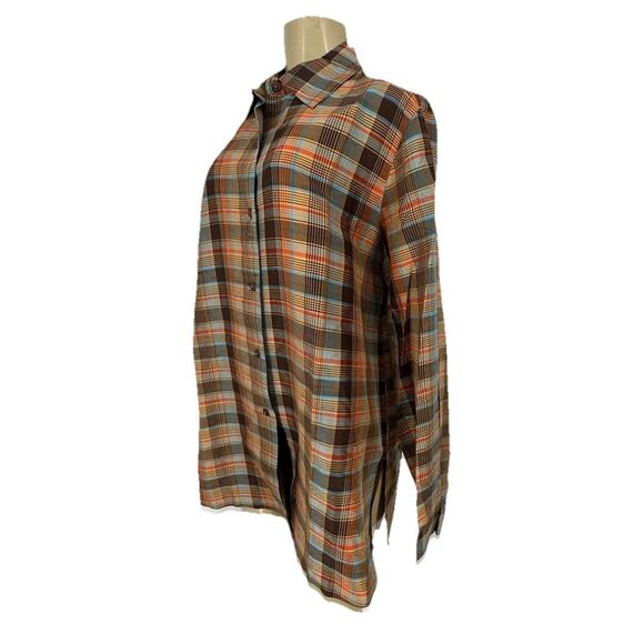 NEW Silk Lore Large Women Button Up Shirt Tunic Plaided Long Sleeve 56-8 - Picture 3 of 9